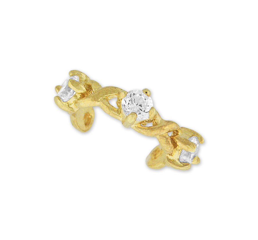 14k Yellow Gold Cubic Zirconia Earcuff Earring