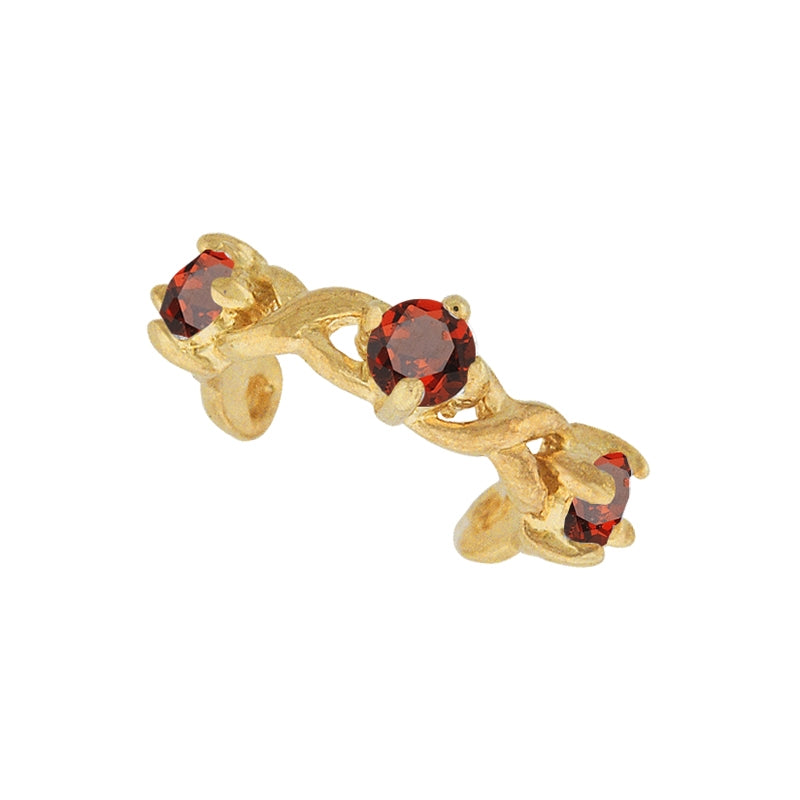 Garnet Ear Cuff Earring in 14k Yellow Gold