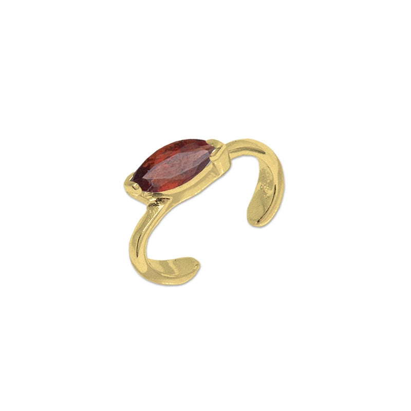 Garnet Ear Cuff Earring in 14k Yellow Gold