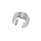 Beaded Center Ear Cuff Earring in 10k White Gold