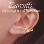 Ear Cuff Earring Trio of Wings 18k Gold Over Silver