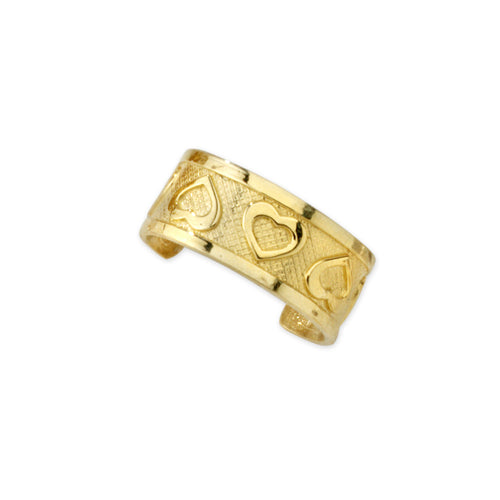14k Yellow Gold Hearts Eacuff Earring