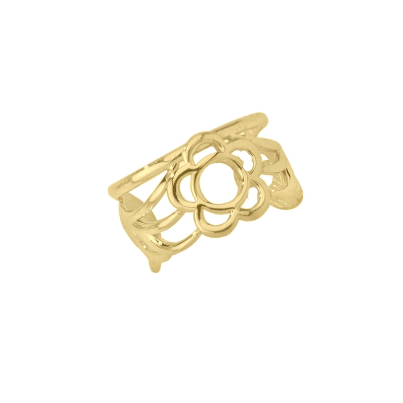 Flower Center Ear Cuff Earring in 10k Yellow Gold
