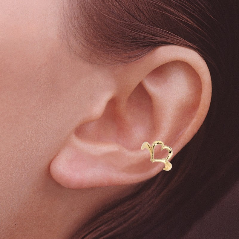 Heart 14k Yellow Gold Ear Cuff Earring