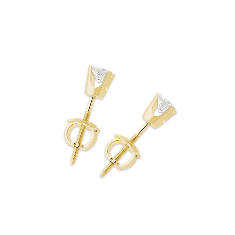 1/5ct. Twt. Diamond Stud Screwback 14k Yellow Gold Earrings