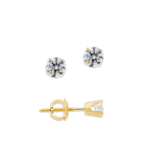 1/5ct. Twt. Diamond Stud Screwback 14k Yellow Gold Earrings