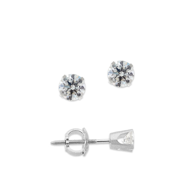 1/5ct. Twt. Diamond Stud Screwback 14k White Gold Earrings