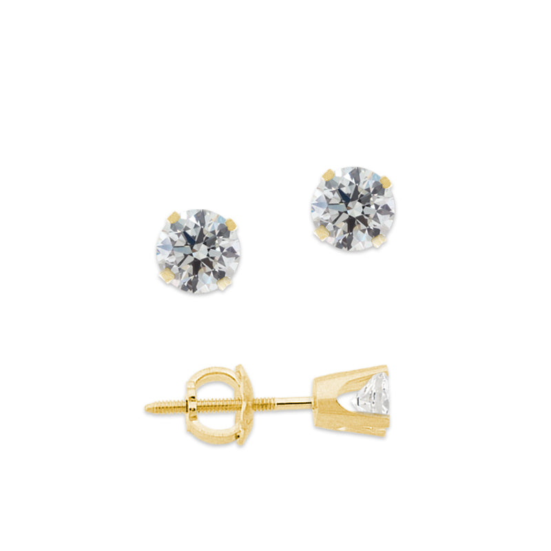 1/3ct. Twt. Diamond Stud Screwback 14k Yellow Gold Earrings