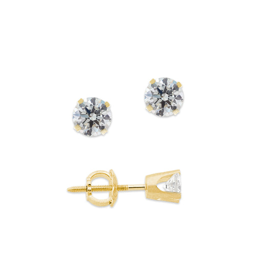 1/3ct. Twt. Diamond Stud Screwback 14k Yellow Gold Earrings