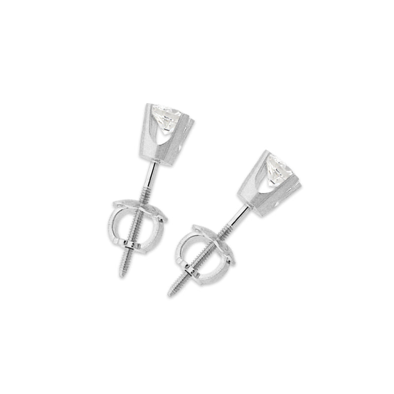 1/3ct. Twt. Diamond Stud Screwback 14k White Gold Earrings