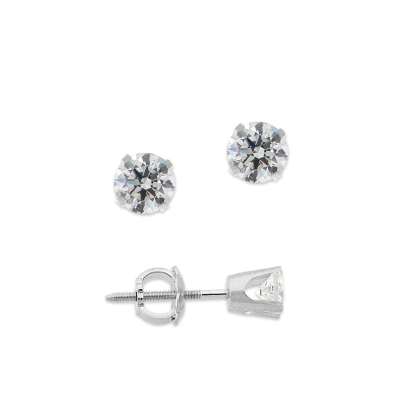 1/3ct. Twt. Diamond Stud Screwback 14k White Gold Earrings