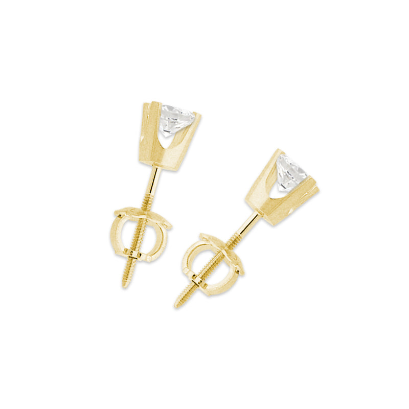 1/2ct. Twt. Diamond Stud Screwback 14k Yellow Gold Earrings