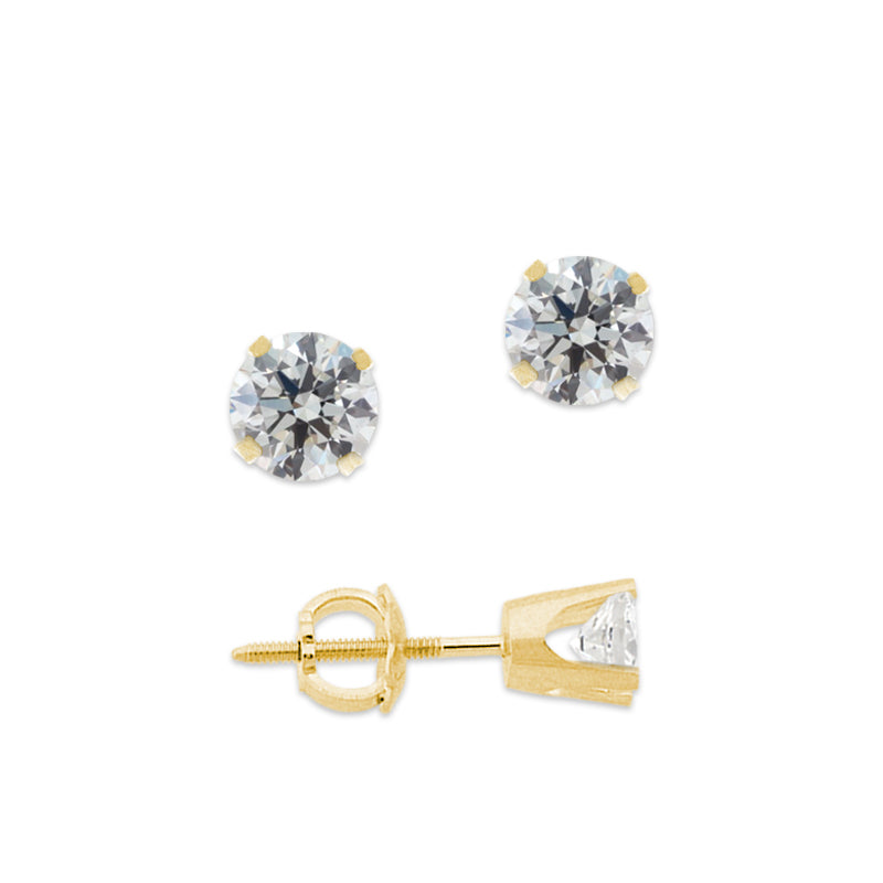 1/2ct. Twt. Diamond Stud Screwback 14k Yellow Gold Earrings