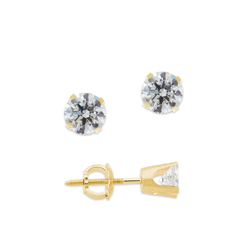1/2ct. Twt. Diamond Stud Screwback 14k Yellow Gold Earrings