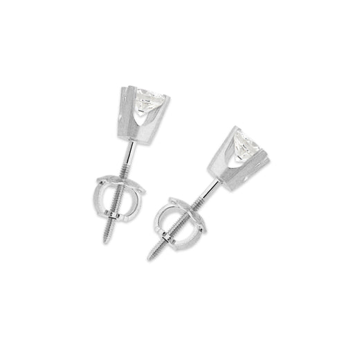 1/2ct. Twt. Diamond Stud Screwback 14k White Gold Earrings