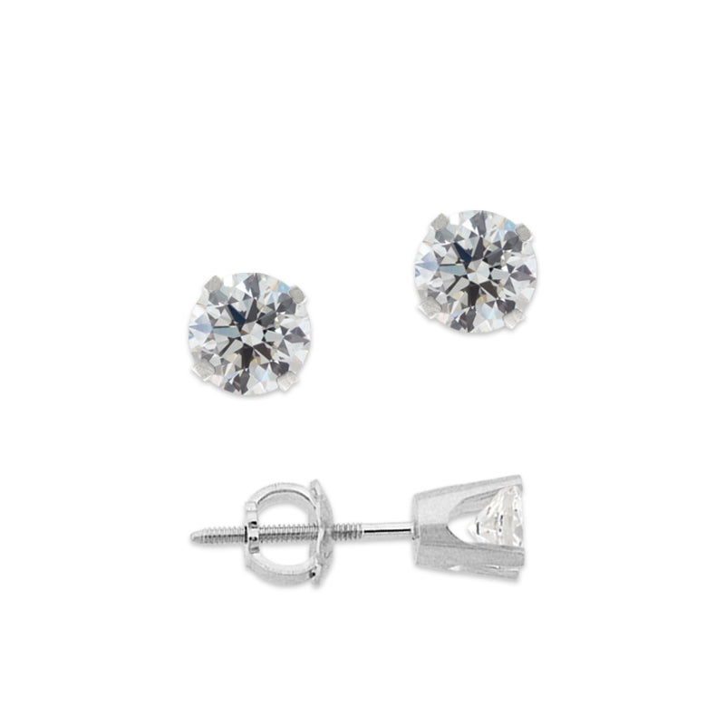 1/2ct. Twt. Diamond Stud Screwback 14k White Gold Earrings