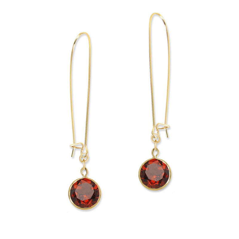 Gold Over Silver 8mm Round Gemstone Kidney Wire Earrings