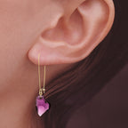 Gold Over Silver Swarovski Amethyst Crystal Hearts Kidney Wire Earrings