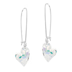 Silver Swarovski Clear Crystal Hearts Kidney Wire Earrings