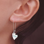 Silver Swarovski Clear Crystal Hearts Kidney Wire Earrings