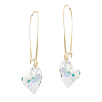 Gold Over Silver Swarovski Clear Crystal Hearts Kidney Wire Earrings