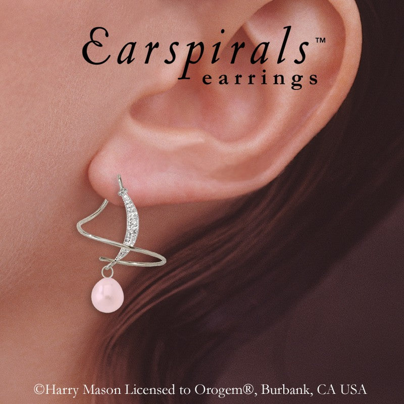 Diamond Accent Teardrop Pearl Earspirals Earrings