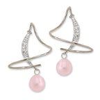 Diamond Accent Teardrop Pearl Earspirals Earrings
