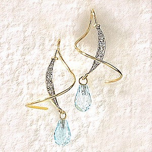 Blue Topaz & Diamond Earspirals Earrings