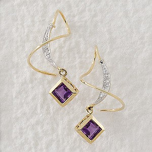 Amethyst & Diamond Earspirals Earrings