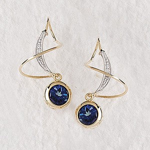 Blue Topaz & CZ Earspirals Earrings