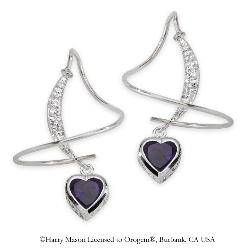 Amethyst and Diamond Earspirals Earrings Sterling Silver