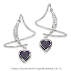 Amethyst and Diamond Earspirals Earrings Sterling Silver