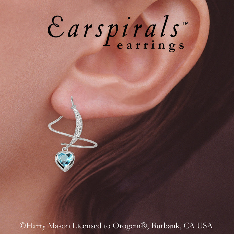Blue Topaz and Diamond Earspirals Earrings Sterling Silver