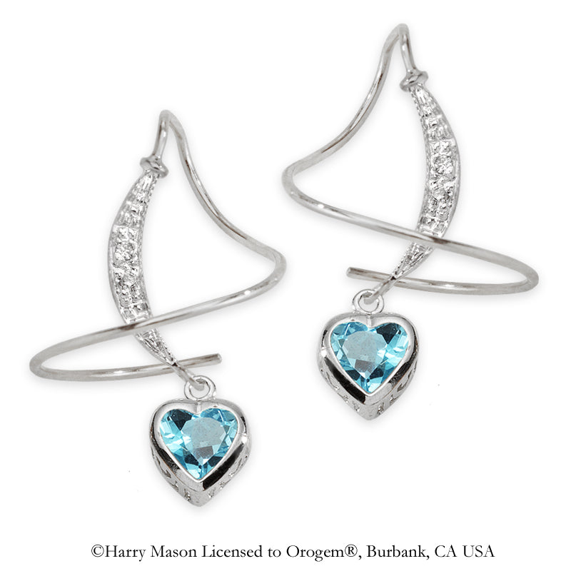 Blue Topaz and Diamond Earspirals Earrings Sterling Silver