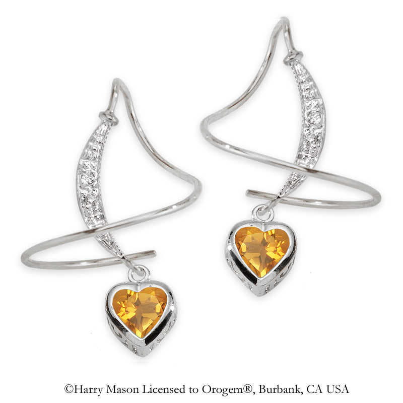 Citrine and Diamond Earspirals Earrings Sterling Silver