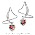 Garnet and Diamond Earspirals Earrings Sterling Silver