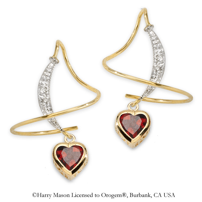 Garnet and Diamond Earspirals Earrings Gold Over Silver