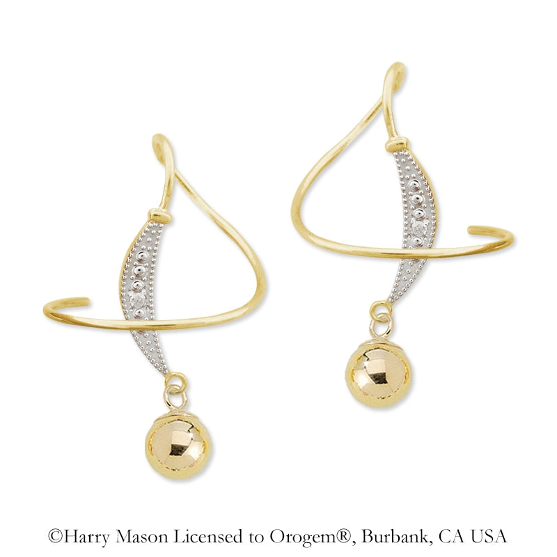 Earspirals Earrings Diamond Accent Dangling Bead 18k Gold Over Silver