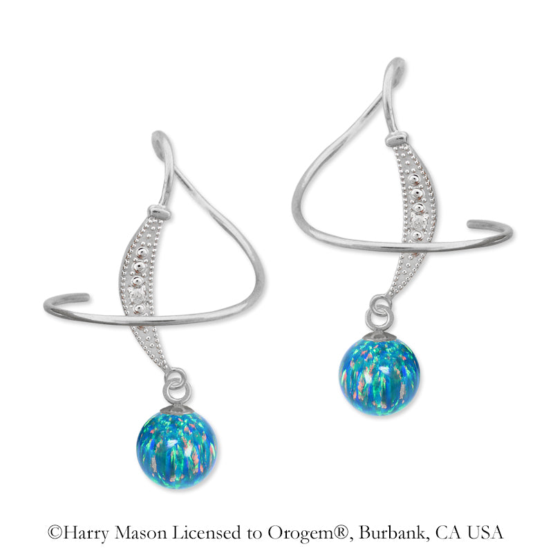 Earspirals Earrings Diamond Accent Round Simulated Opal Dangle