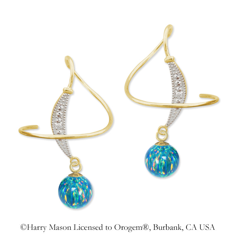 Earspirals Earrings Diamond Accent Round Simulated Opal Dangle