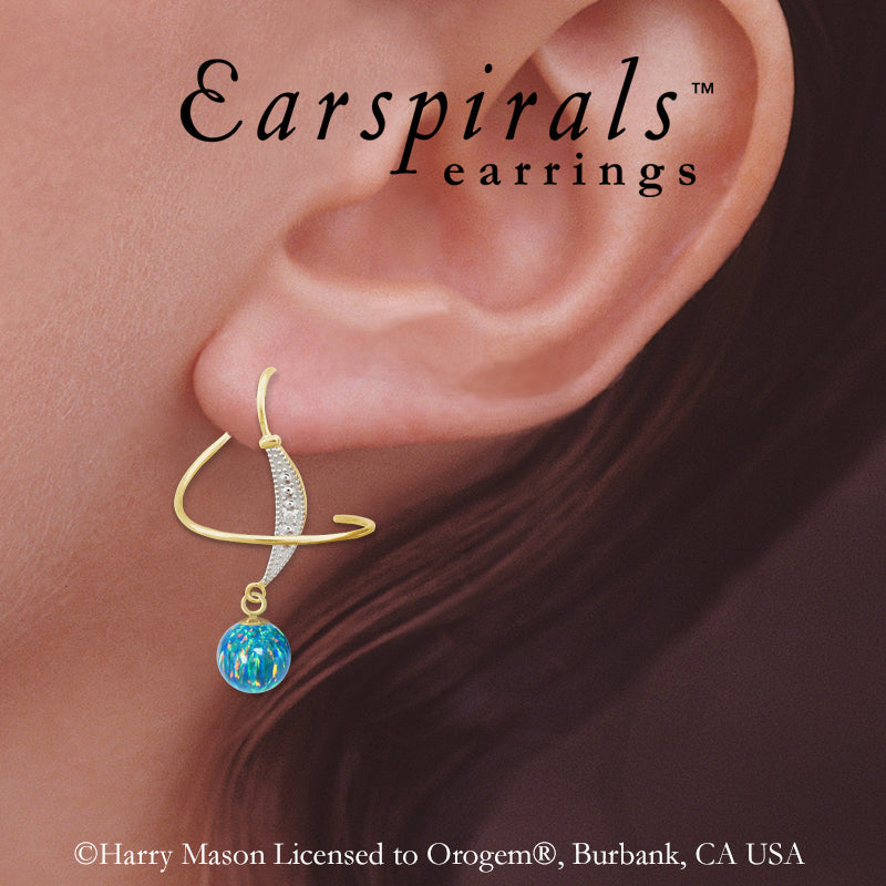 Earspirals Earrings Diamond Accent Round Simulated Opal Dangle