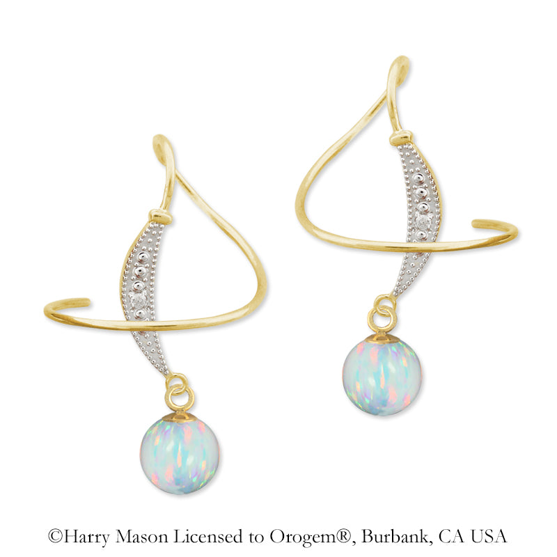 Earspirals Earrings Diamond Accent Round Simulated Opal Dangle