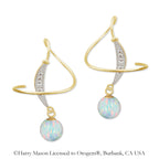 Earspirals Earrings Diamond Accent Round Simulated Opal Dangle