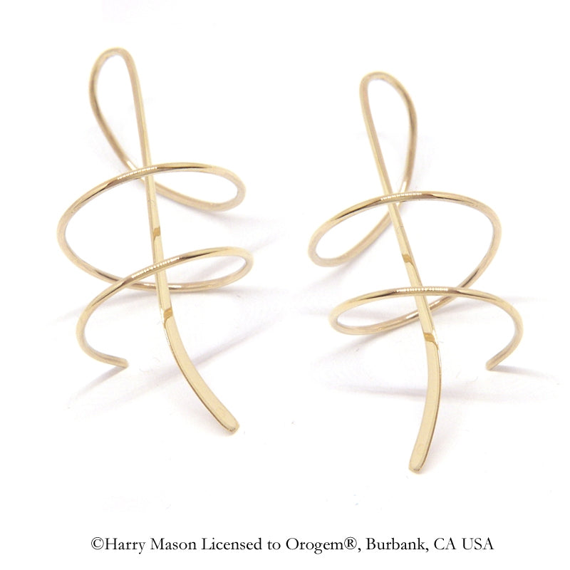 Double Swirl Earrings Classic Polished Earspirals 14k Yellow Gold - Long Version