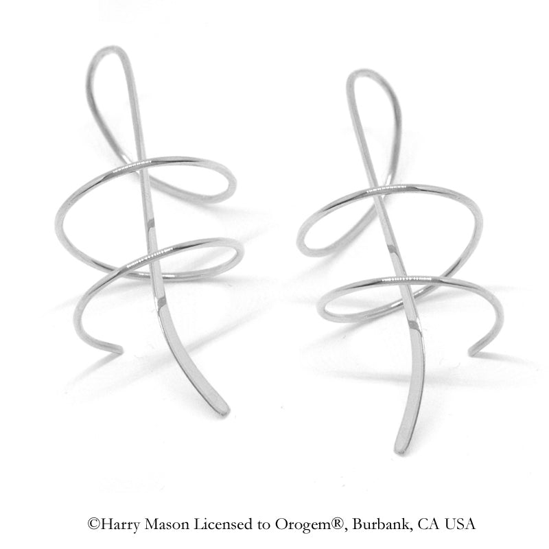 Double Swirl Earrings Classic Polished Earspirals 14k White Gold - Long Version