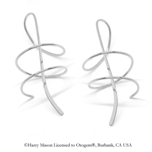 Double Swirl Earrings Classic Polished Earspirals 14k White Gold - Long Version