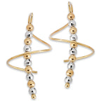 Earspirals Earrings Two Tone Beads 14k Yellow and White Gold