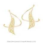 14k Yellow Gold Double Wave Filigree Mesh Earspirals Earrings