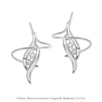 14k White Gold Double Swirls Filigree Center Earspirals Earrings