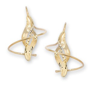 14k Yellow Gold Diamond Cut Center Swirls Earspirals Earrings